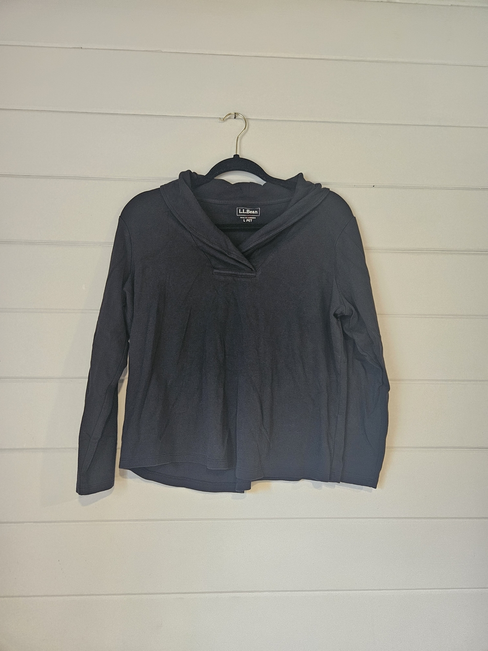 L.L.Bean Black Pullover, Long-Sleeve Shawl Collar (LP)
